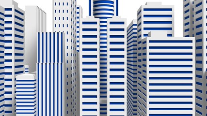 Office buildings on white background.
3D illustration.