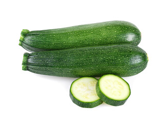 zucchini with slice isolated on white background