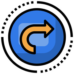 TURN RIGHT filled outline icon,linear,outline,graphic,illustration