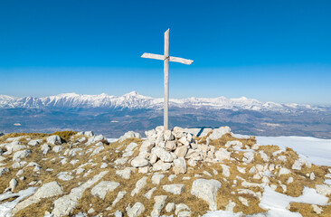 Monte Ocre e Cagno (Campo Felice, Italy) - The suggestive mountain peak in Abruzzo region, Ocre and...