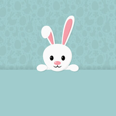 Easter poster with copyspace. Poster with happy bunny. Vector