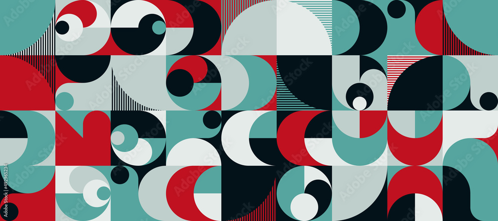 Aufkleber decorative abstract artwork inspired by mid century graphics design made with vector geometric shape