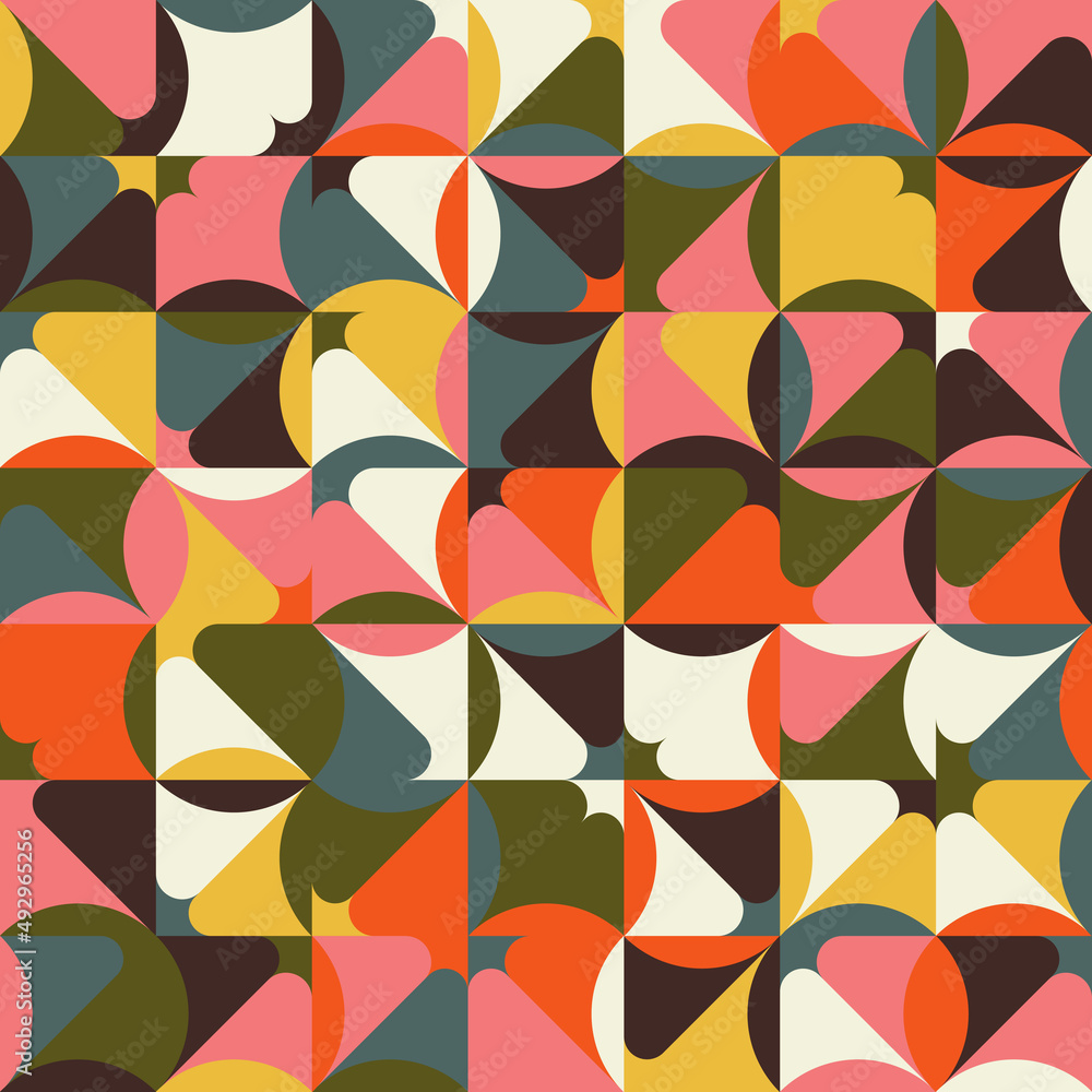 Poster modern geometric art of mosaic pattern made with vector abstract shapes and elements