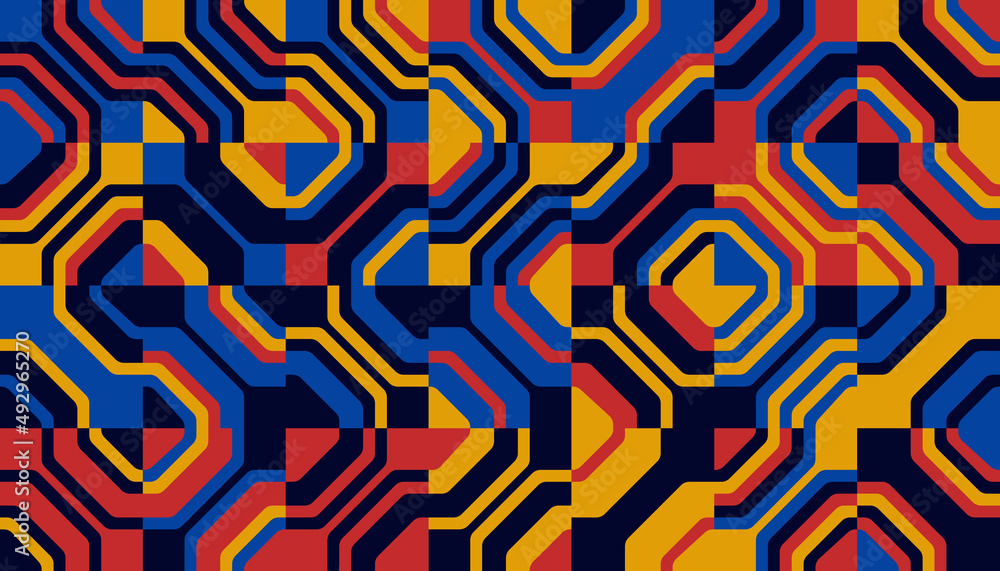Poster retro future inspired artwork made with abstract vector graphics and geometric shapes