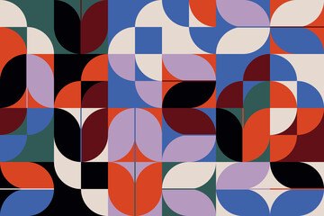 Mid-Century Inspired Graphic Pattern Art Made With Abstract Vector Geometric Shapes and Elements