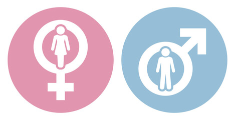Kreise Symbole Weiblich & Männlich Figuren Rosa Hellblau