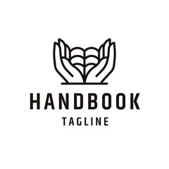Hand book line logo concept, flat design template