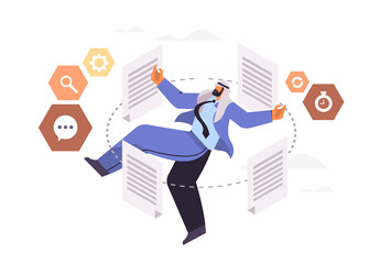 overworked arab businessman working with paper documents paperwork deadline concept