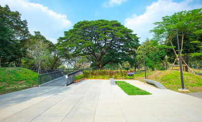 Benjakitti Forest Park, is new landmark public park of central Bangkok in Bangkok, Thailand.