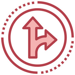 DETOUR  red line icon,linear,outline,graphic,illustration