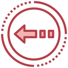 LEFT ARROW red line icon,linear,outline,graphic,illustration
