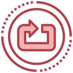 LOOP red line icon,linear,outline,graphic,illustration