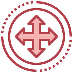 Obraz premium MOVE red line icon,linear,outline,graphic,illustration