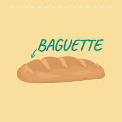 Baguette bread banner on yellow background