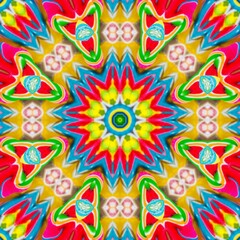 Abstract Pattern Mandala Flowers Art Colorful Blue Magenta Green Yellow Red 17