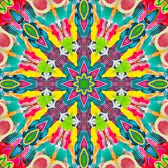 Abstract Pattern Mandala Flowers Art Colorful Blue Magenta Green Yellow Red 12