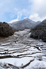 雪景色の棚田　四谷千枚田