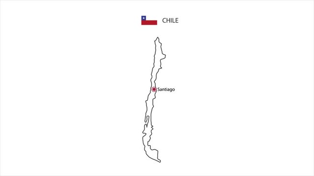 Motions point of Santiago Capital with Chile flag and Chile map.