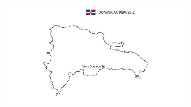 Motions point of Santo Domingo Capital with Dominican Republic flag and Dominican Republic map.