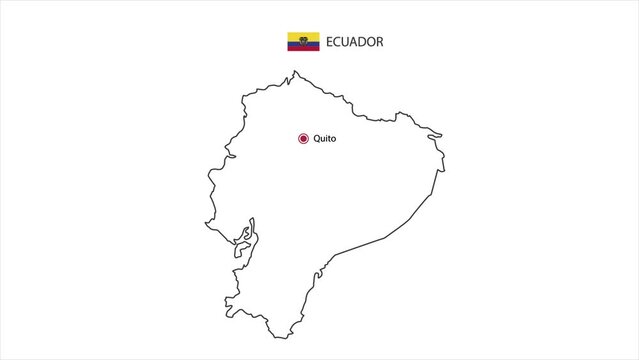 Motions point of Quito Capital with Ecuador flag and Ecuador map.