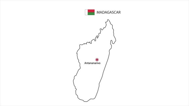 Motions point of Antananarivo City with Madagascar flag and Madagascar map.