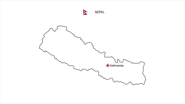 Motions point of Kathmandu City with Nepal flag and Nepal map.