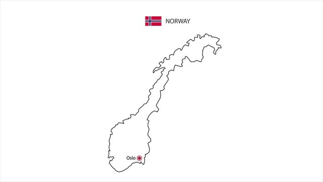 Motions point of Oslo City with Norway flag and Norway map.