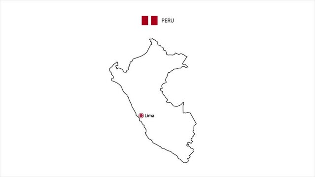 Motions point of Lima Capital with Peru flag and Peru map.