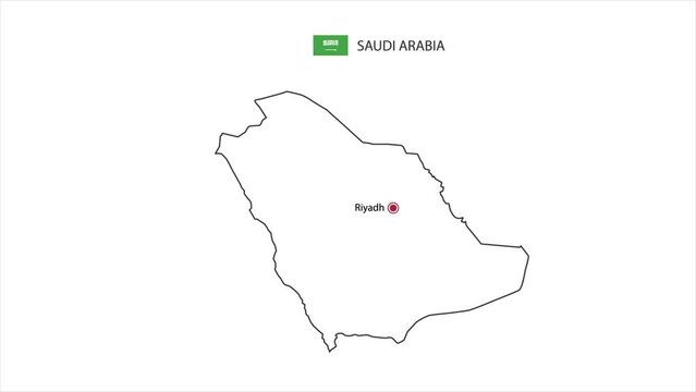 Motions point of Riyadh City with Saudi Arabia flag and Saudi Arabia map.