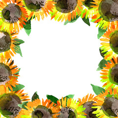Sunflower watercolor illustrarion. Bright floral background. High quality photo