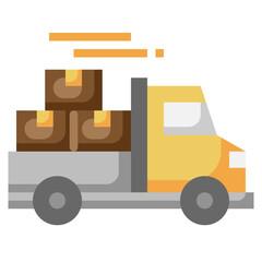delivery truck flat icon,linear,outline,graphic,illustration