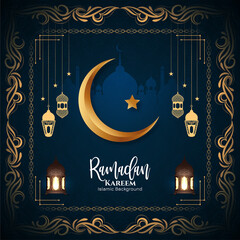 Ramadan Kareem crescent moon religious islamic background - obrazy, fototapety, plakaty