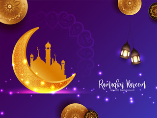 Obraz na płótnie Canvas Ramadan Kareem crescent moon islamic background