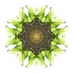 Abstract Pattern Mandala Green Yellow Sun Flowers Art 10