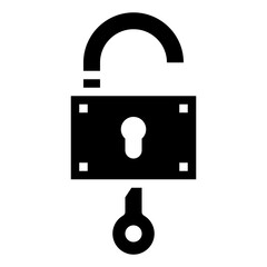 OPEN PADLOCK glyph icon,linear,outline,graphic,illustration