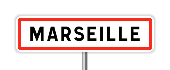 Marseille city road sign in France. Vector illustration