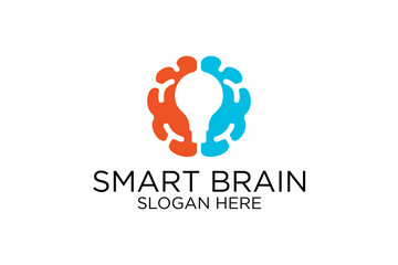 brain and lamp logo. premium vector