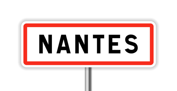 Nantes city road sign in France. Vector illustration
