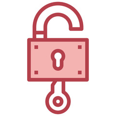 OPEN PADLOCK red line icon,linear,outline,graphic,illustration