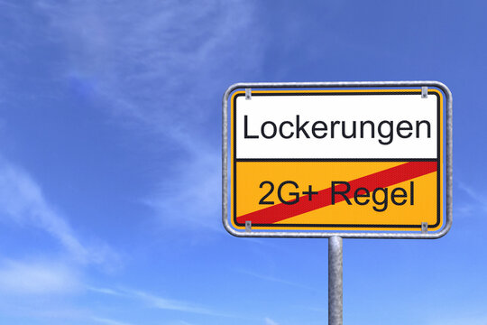 3d Illustation - Ortsschild - Ortstafel - 2G Plus Regel - Lockerungen - Himmel - Wolken