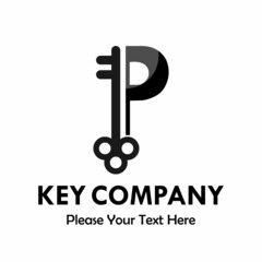 letter p with key logo template illustration. you can change the color. suitable for key company - obrazy, fototapety, plakaty