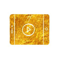 Hand drawn gold foil texture icon Movie play symbol