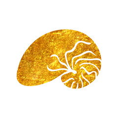 Hand drawn gold foil texture icon Nautilus