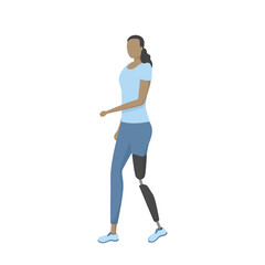 African woman with leg prosthesis. Vector illustration.