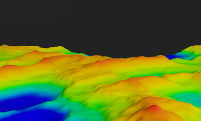 3D gradient topographic terrain. Bathymetric mountain.