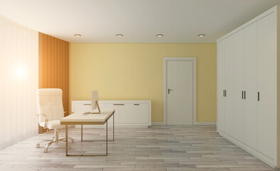 Naklejka na ściany i meble Modern meeting room. 3D rendering.. Sunset.