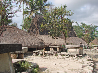 Sumba Island Indonesia. Exotic island with huts. Indian Ocean.