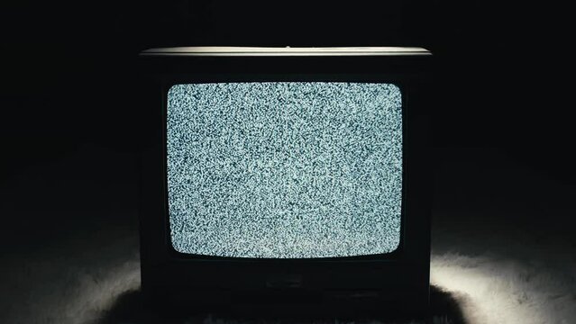 Old cathode ray tube television with distorted signal due to bad line