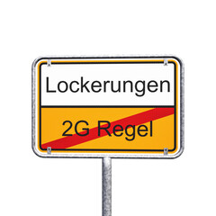3d Illustation - Ortsschild - Ortstafel - 2G Regel - Lockerungen - Freisteller - Freigestellt