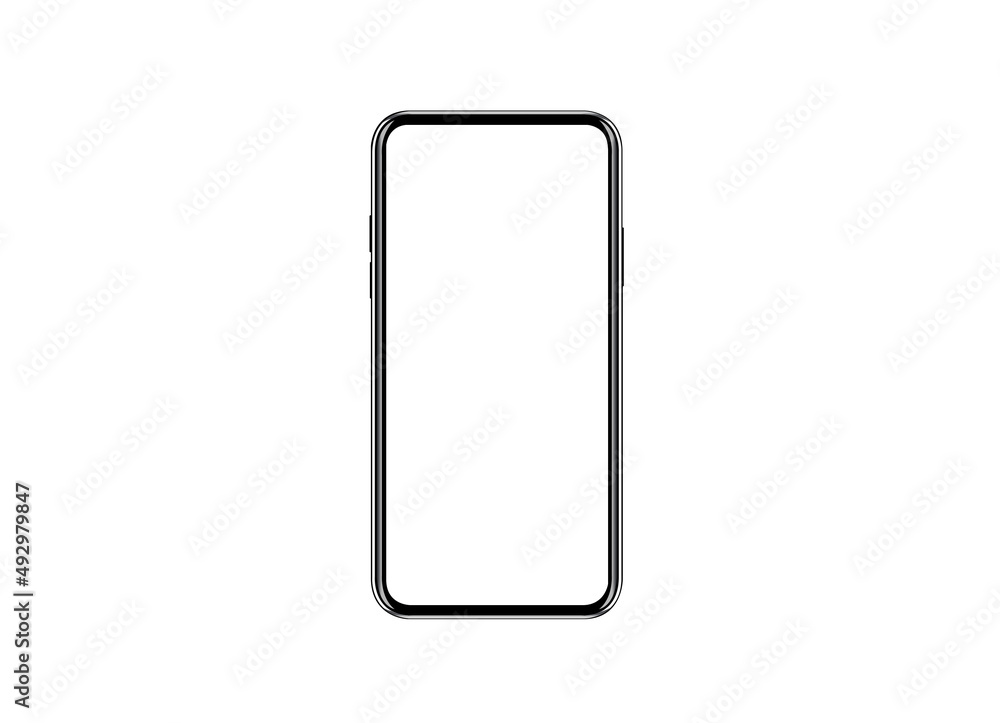 Poster smartphone frameless mockup. studio shot of smartphone phone pro max or se plus with blank screen fo